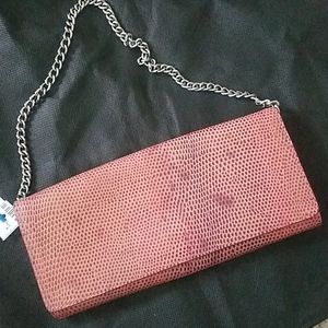 Ann Taylor Snakeskin Chain Clutch